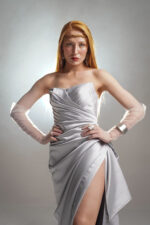 Satin draped dress - تصویر 2