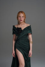 Green satin dress - تصویر 2